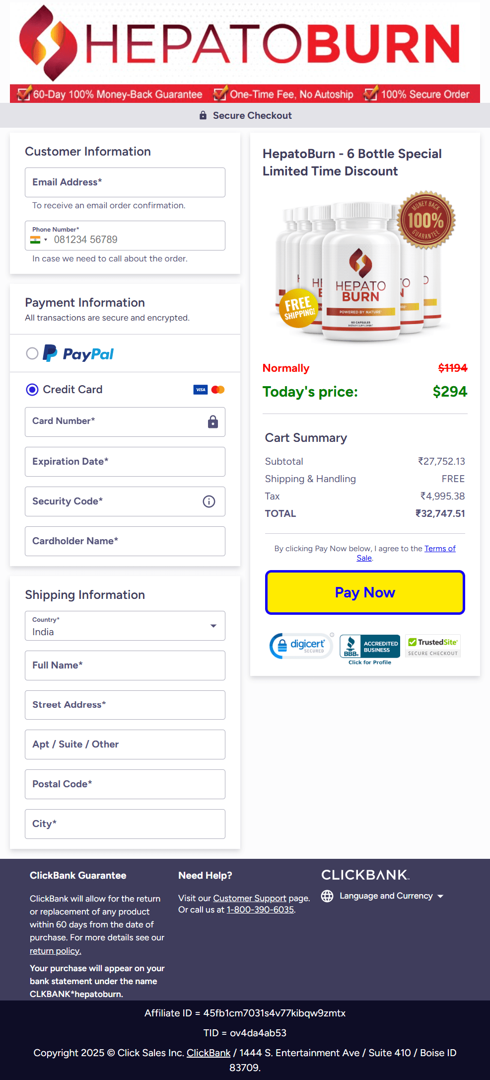 HEPATOBURN - Order Page
